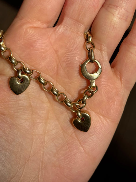 Puffed Heart Charm Bracelet