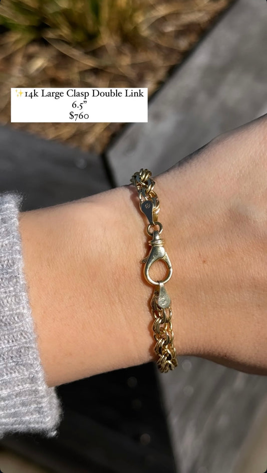 tI4k Large Clasp Double Link Bracelet