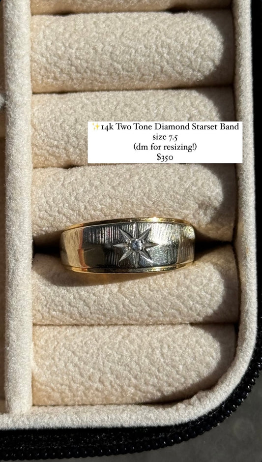 Diamond Star Two Tone Ring