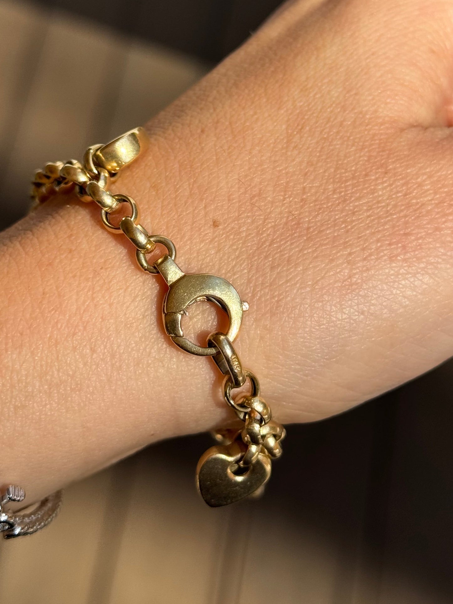 Puffed Heart Charm Bracelet