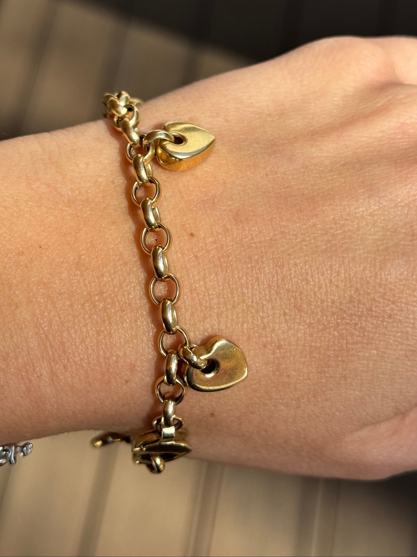 Puffed Heart Charm Bracelet